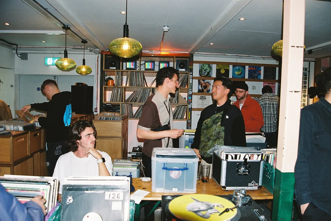 All My Friends ground-floor record shop with crates, shelves and turntable