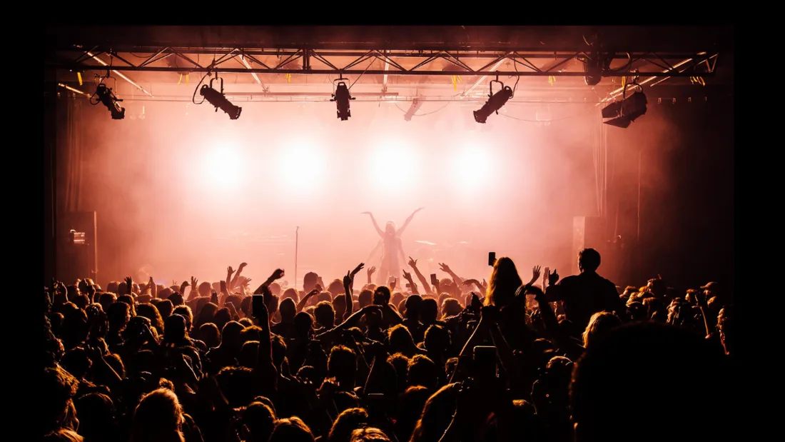 Performer and crowd during a live show at Sydney's Metro Theatre