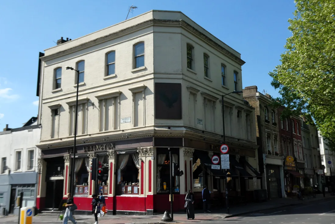 The Lexington three-storey corner pub building on Pentonville Road